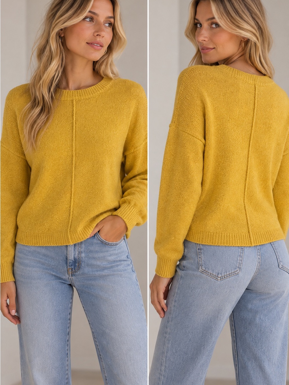 ruby moon Mustard Yellow Crewneck Sweater